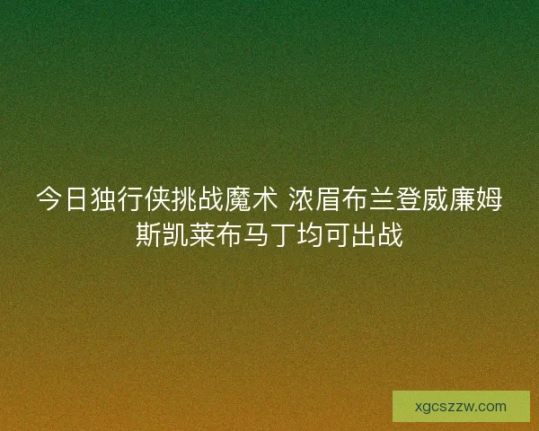 今日独行侠挑战魔术 浓眉布兰登威廉姆斯凯莱布马丁均可出战